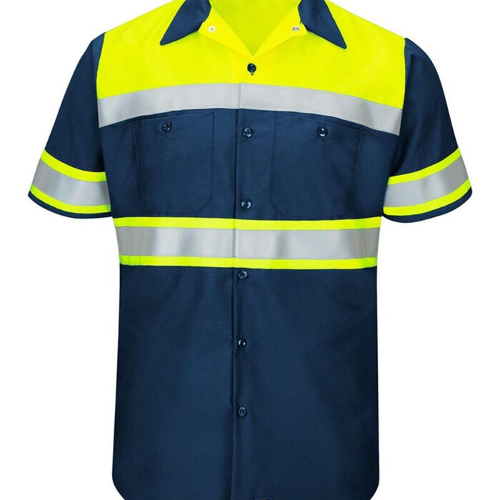 Men's Tall Hi-Visibility Colorblock Ripstop Short Sleeve Work Shirt Thumbnail