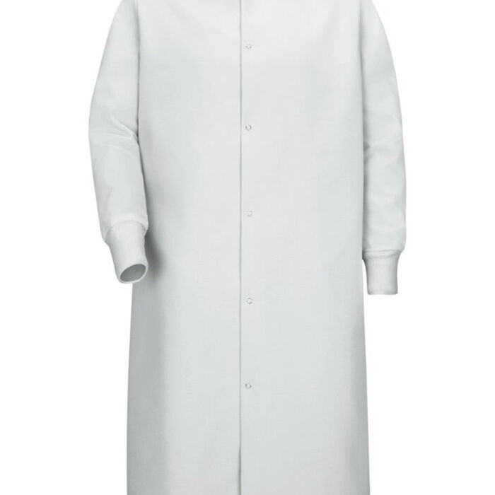 Unisex Gripper-Front Pocketless Butcher Coat With Knit Cuffs Thumbnail